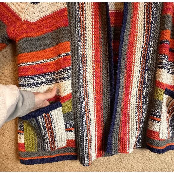 Habitat Oversized Rustic Stripes Chunky Cardigan Sweater Women Sz S Art to Wear - Picture 6 of 16